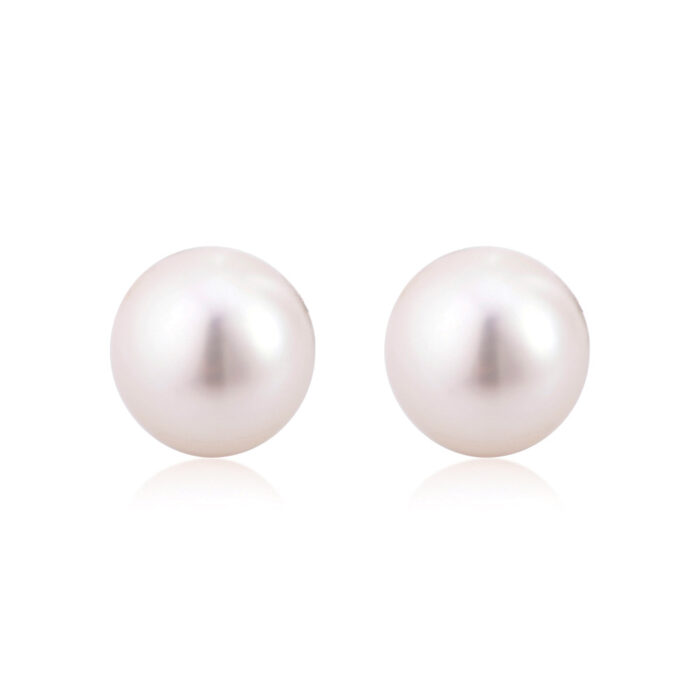 SK Jewellery White Gold Classic Pearl Earrings in 10k white gold with silicone ear stud