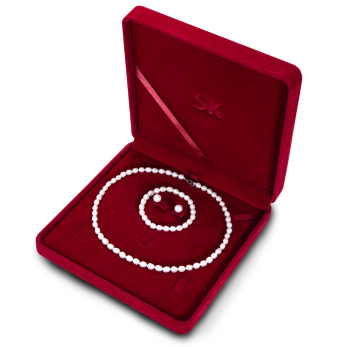 SK JEWELLERY 3-PC FRESHWATER PEARL JEWELLERY SET - Pearl Earrings, Pearl Bracelet & Pearl Necklace
