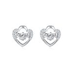 SK JEWELLERY 10K WHITE GOLD WITH DIAMONDS IN THE MIDDLE AND OF THE SIDES OF THE STUD EARRINGS FOR WOMEN