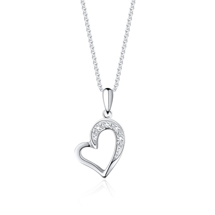 SK DIAMOND PENDANT STARLETT SPARKLY LOVE a heart shaped pendant in 10k white gold with lab grown diamonds NECKLACE FOR WOMEN