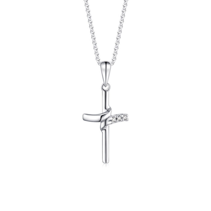 SK DIAMOND PENDANT MARK MY HEART inspired by a sword shaped pendant in 10k white gold NECKLACE FOR WOMEN