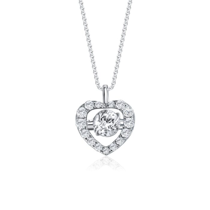 Dancing Star Diamond Heart Pendant with Chain | SK Jewellery