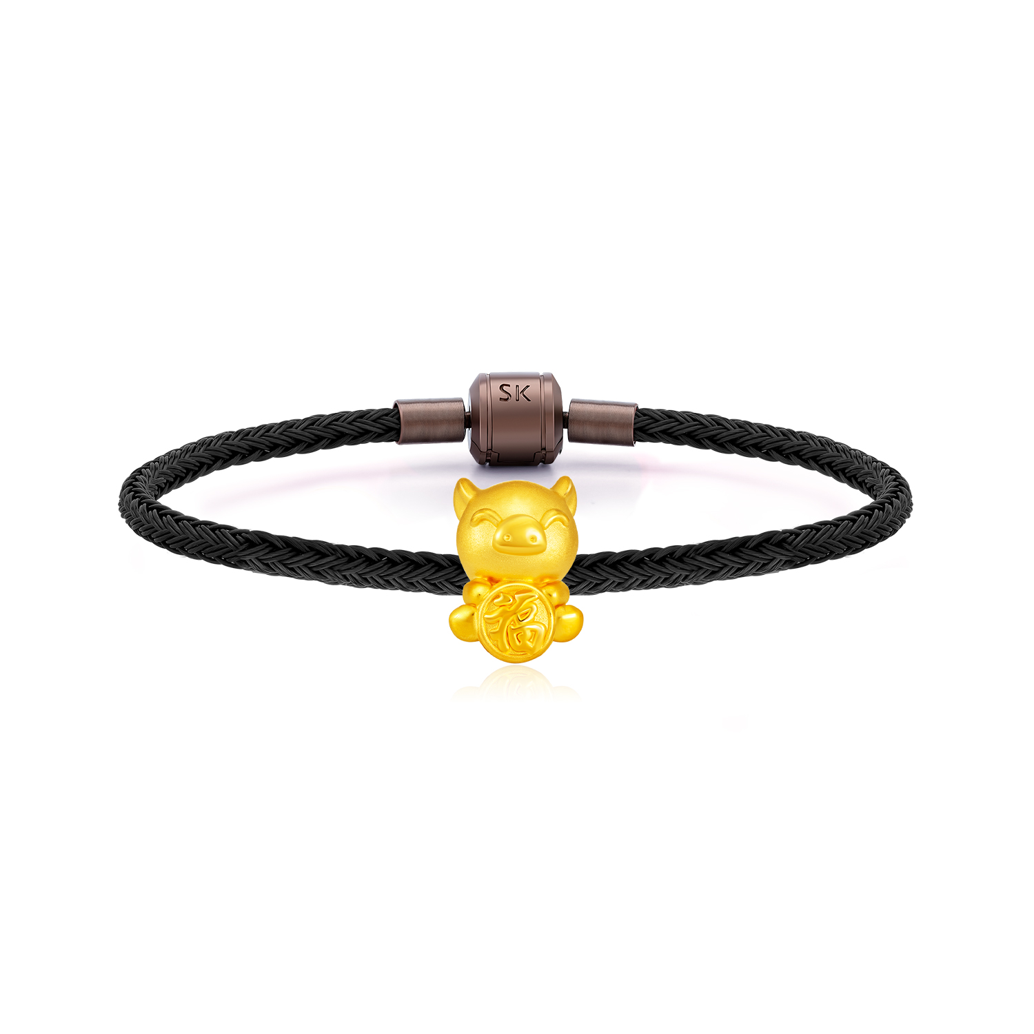 SK Jewellery 999 Pure Gold Blessed Zodiac Boar Charms Bracelet
