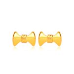 916 Bow Ribbon Gold Earrings