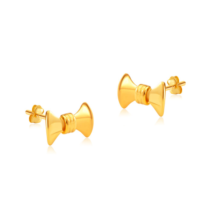 SK 916 BOW RIBBON GOLD EARRINGS for women