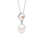 SK Jewellery Shine On Pearl Pendant in 10k white gold and rose gold and diamonds