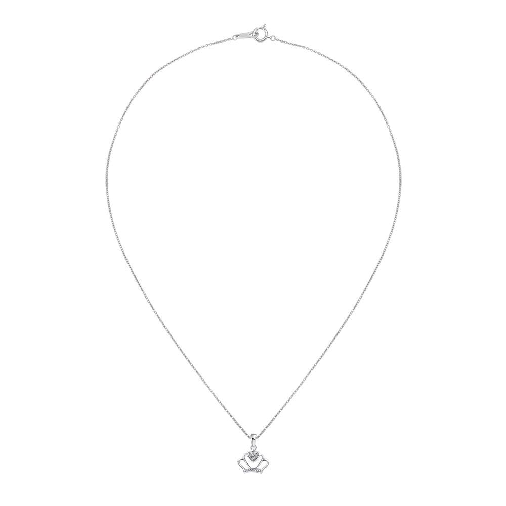 Heart of Crown Diamond Pendant with Chain | SK Jewellery