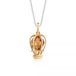 SK Jewellery Hot Air Balloon 10k yellow gold Gem Pendant with 10k white gold Chain