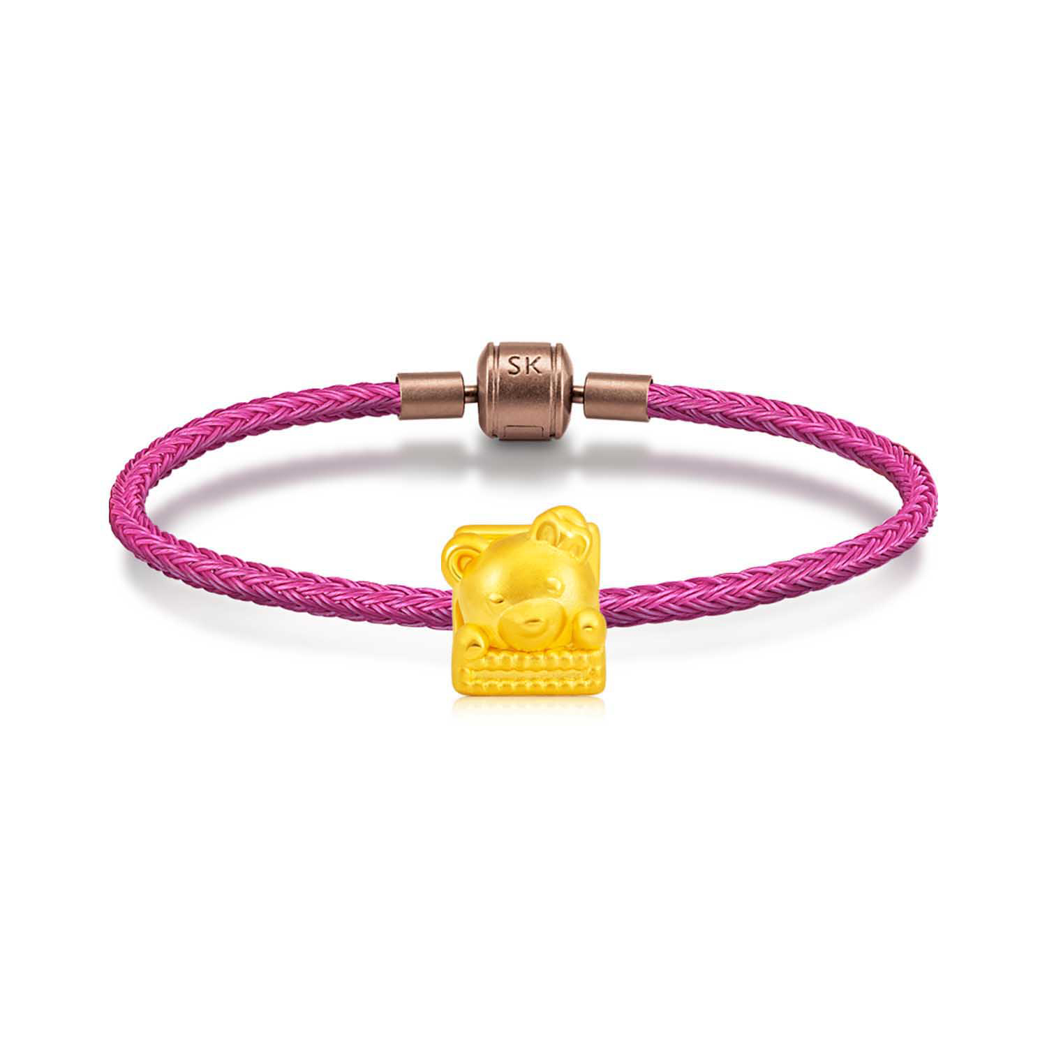 SK Jewellery 999 Pure Gold Enchanting Teddy Charms Bracelet