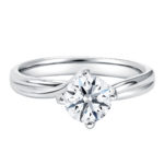 SK DIAMOND RING with a brilliant diamond in 18k or 14k white gold twisted setting STAR CARAT CLASSIC TWISTED