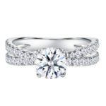 SK DIAMOND RING with diamonds in a solitaire setting with pave in 18k white gold STAR CARAT BRILLIANT