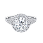 Resplendent diamond ring - white gold round halo diamond engagement ring with pave setting