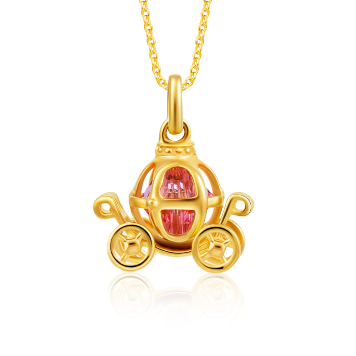 SK Jewellery Pumpkin Carriage Gem Pendant with Chain in 10k yellow gold