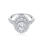 Fancy Grace Diamond Ring - Double Halo lab grown solitaire diamond engagement ring in pave setting 18k white gold