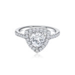 Fancy Princess Diamond Ring - triangular halo diamond engagement ring in 18k white gold