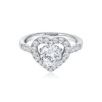 Fancy Heart Diamond Ring - heart shaped halo round cut diamond solitaire engagement ring in pave setting
