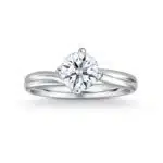 SK JEWELLERY Star Carat Classic Twirl Setting Band in 14K White Gold Diamond Ring with 1 carat round cut four prong solitaire diamond engagement ring