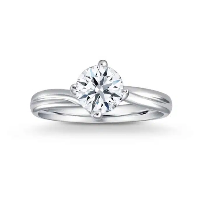 SK JEWELLERY Star Carat Classic Twirl Setting Band in 14K White Gold Diamond Ring with 1 carat round cut four prong solitaire diamond engagement ring
