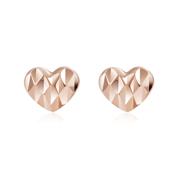 SK JEWELLERY 14K ROSE GOLD HEART STUD EARRINGS FOR MALAYSIA
