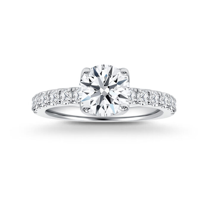 SK CINCIN BERLIAN STAR CARAT STARBUST cincin berlian tumbuh makmal ini terletak dalam mircroprong shang lurus yang elegan dalam emas putih 18K untuk cincin tunang perempuan