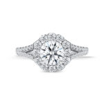 Star Carat Bloom Diamond Ring - Lab grown solitaire diamond ring with a flower shaped halo in white gold diamond pave setting