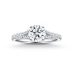 Constellation Diamond Ring - 18k white gold solitaire diamond engagement ring in pavé setting