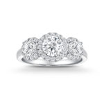 SK DIAMOND RING with three lab grown diamonds in a pave setting in 18k white gold STAR CARAT TRILOGY HALO
