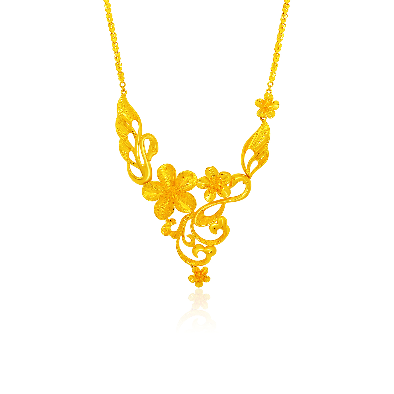 Swan Love 999 Pure Gold Necklace | SK Jewellery