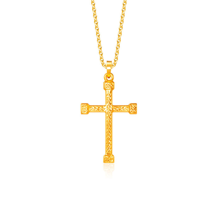 SK 916 EXQUISITE CROSS GOLD PENDANT & NECKLACE FOR WOMEN