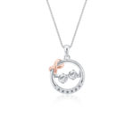 SK Jewellery Infinity Love Dancing Star 14k white gold diamond pendant & diamond necklace for woman. Comes with 10k white gold chain.