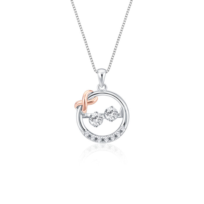 SK Jewellery Infinity Love Dancing Star 14k white gold diamond pendant & diamond necklace for woman. Comes with 10k white gold chain.