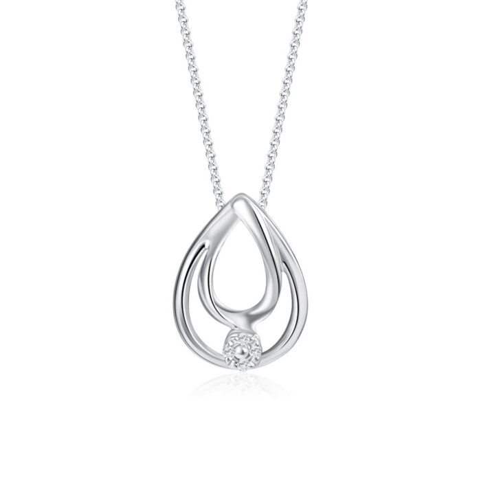 SK DIAMOND PENDANT DROPLET a tear drop shaped pendant in 10k white gold with lab grown diamonds NECKLACE FOR WOMEN