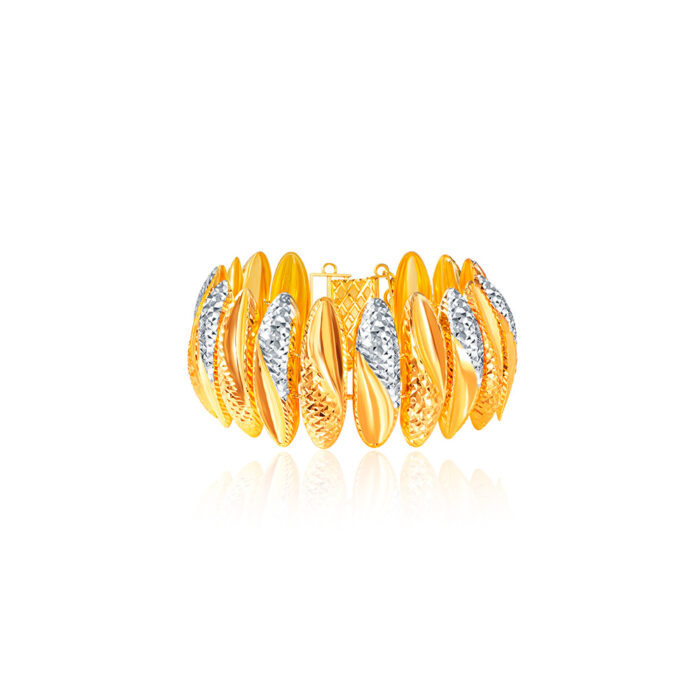 SK BRACELET FOR WOMEN ORO AMARE 916 PULUT DAKAP made with the design of pulut dakap with gold and white gold in 916 gold