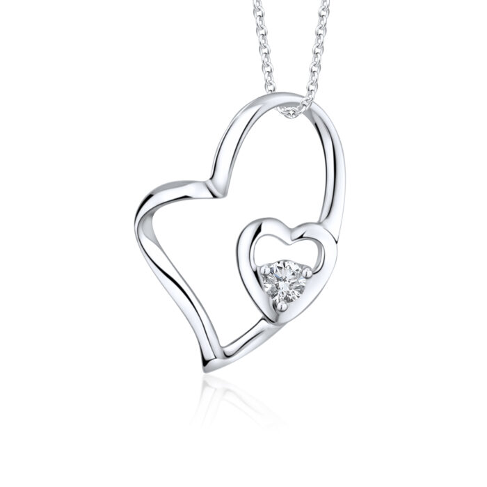 SK DIAMOND PENDANT ALL MY HEART a heart shaped pendant in 10k white gold with lab grown diamond NECKLACE FOR WOMEN