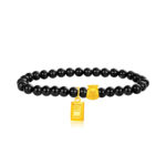 SK BRACELET FOR WOMEN GOLD BAR 999 PURE GOLD AGATE designed in the shape of a gold bar with 27/28 pieces of 6mm beads