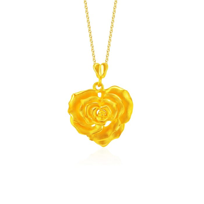 SK Jewellery Enchanted Floral Rose 999 Gold Pendant