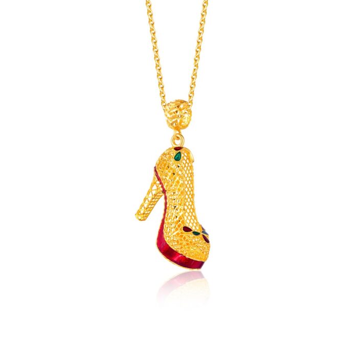 SK 916 ORO AMARE HIGH HEEL STILETTO PENDANT IN ROSE RED PENDANT & NECKLACE FOR WOMEN