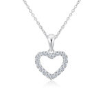 SK Jewellery Star Carat Starlett Heart Pendant. 10k white gold lab grown heart shaped diamond pendant & diamond necklace for woman. Comes with 10k white gold chain.