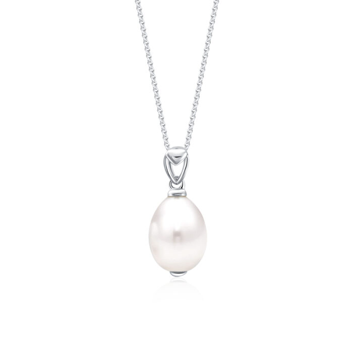 SK JEWELLERY CLASSIC PEARL NECKLACE PENDANT WITH 10k white gold CHAIN