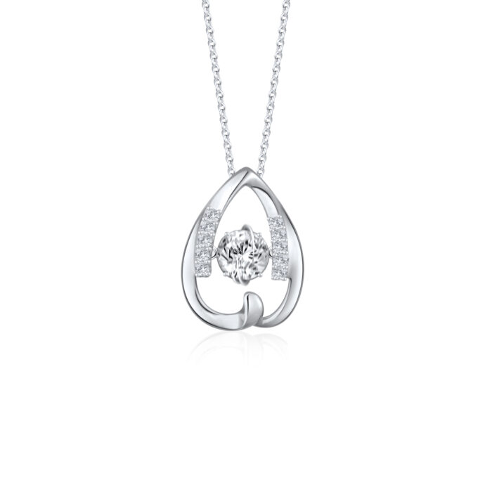 SK Jewellery Great Sparkle Dancing Star 18k white gold diamond pendant & diamond necklace for woman. Comes with 10k white gold chain.