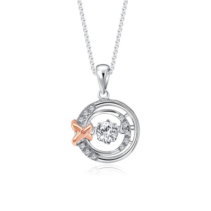 SK Jewellery Genevieve 14k white gold diamond pendant & diamond necklace for woman. Comes with 10k white gold chain.