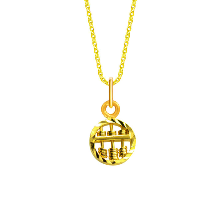 SK 916 Round Abacus Gold Pendant