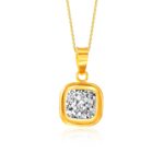 SK 916 ORO AMARE CLASSIC CUSHION CARRE GOLD PENDANT & NECKLACE FOR WOMEN