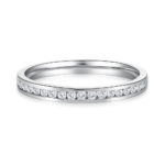 SK JEWELLERY Channel Set Half Eternity 14k White Gold Diamond Wedding Ring for women with 18 diamonds totaling 0.18 carat
