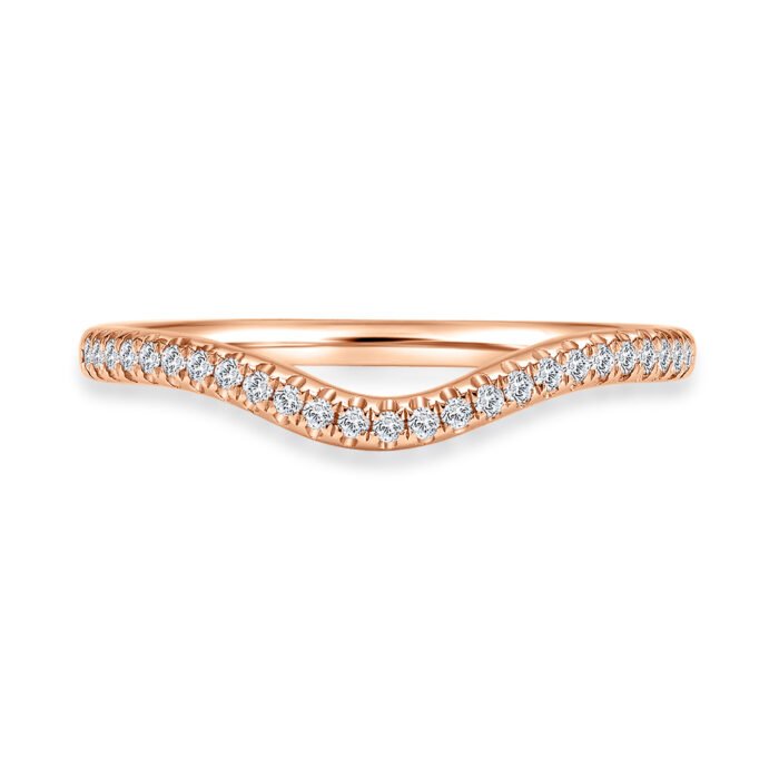 SK Jewellery Classic half eternity stackable diamond wedding ring with pavé band in 14k rose gold