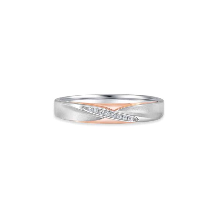 SK JEWELLERY Momento Crossroad To Happiness 18k White Gold & Rose Gold Diamond Wedding Ring for women