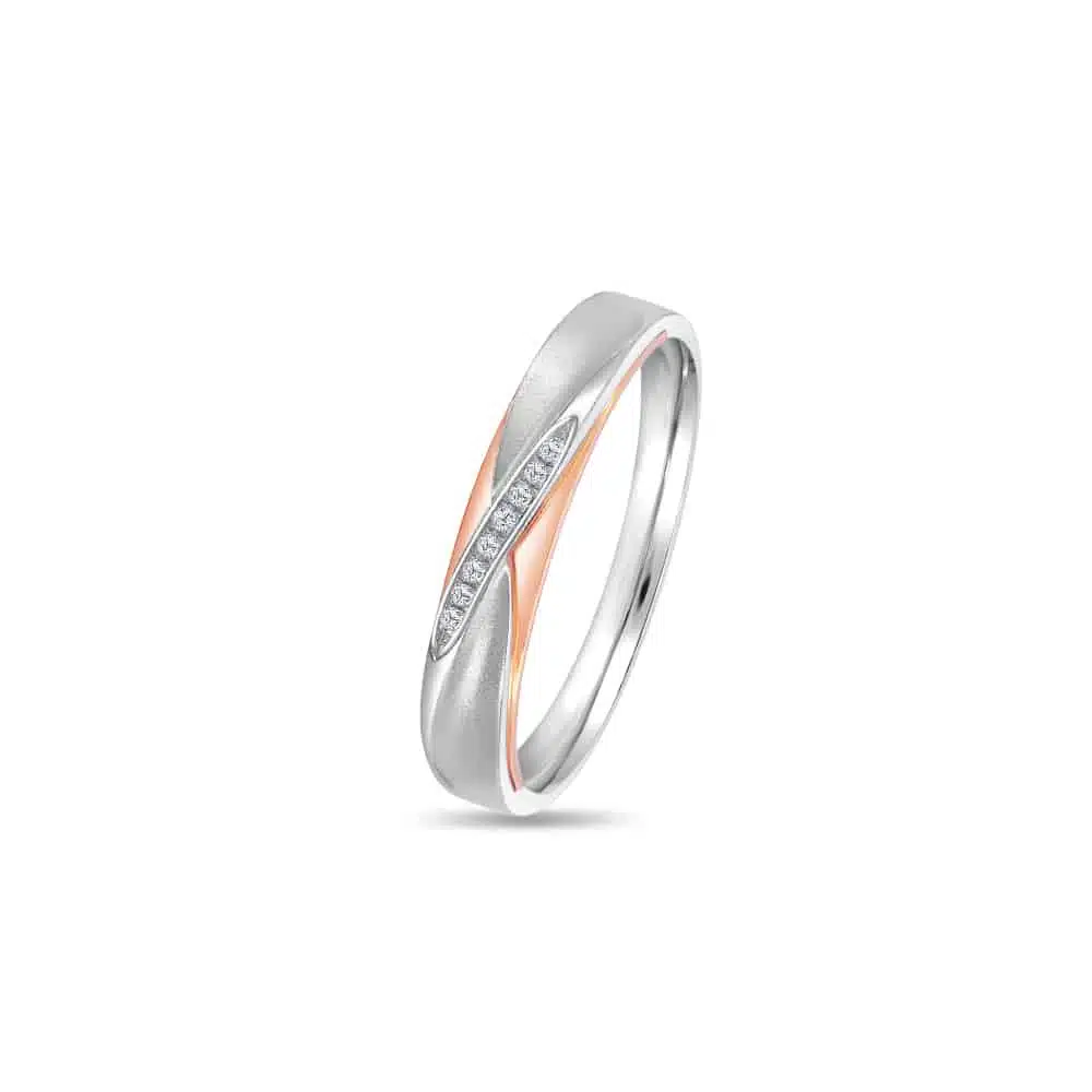 MOMENTO CROSSROAD TO HAPPINESS comprises of delicate row of diamonds WHITE GOLD WEDDING BAND