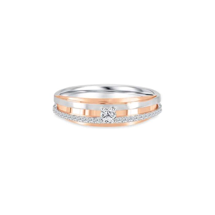 SK JEWELLERY True Love One and Only 18k white gold & rose gold diamond Wedding Band for women