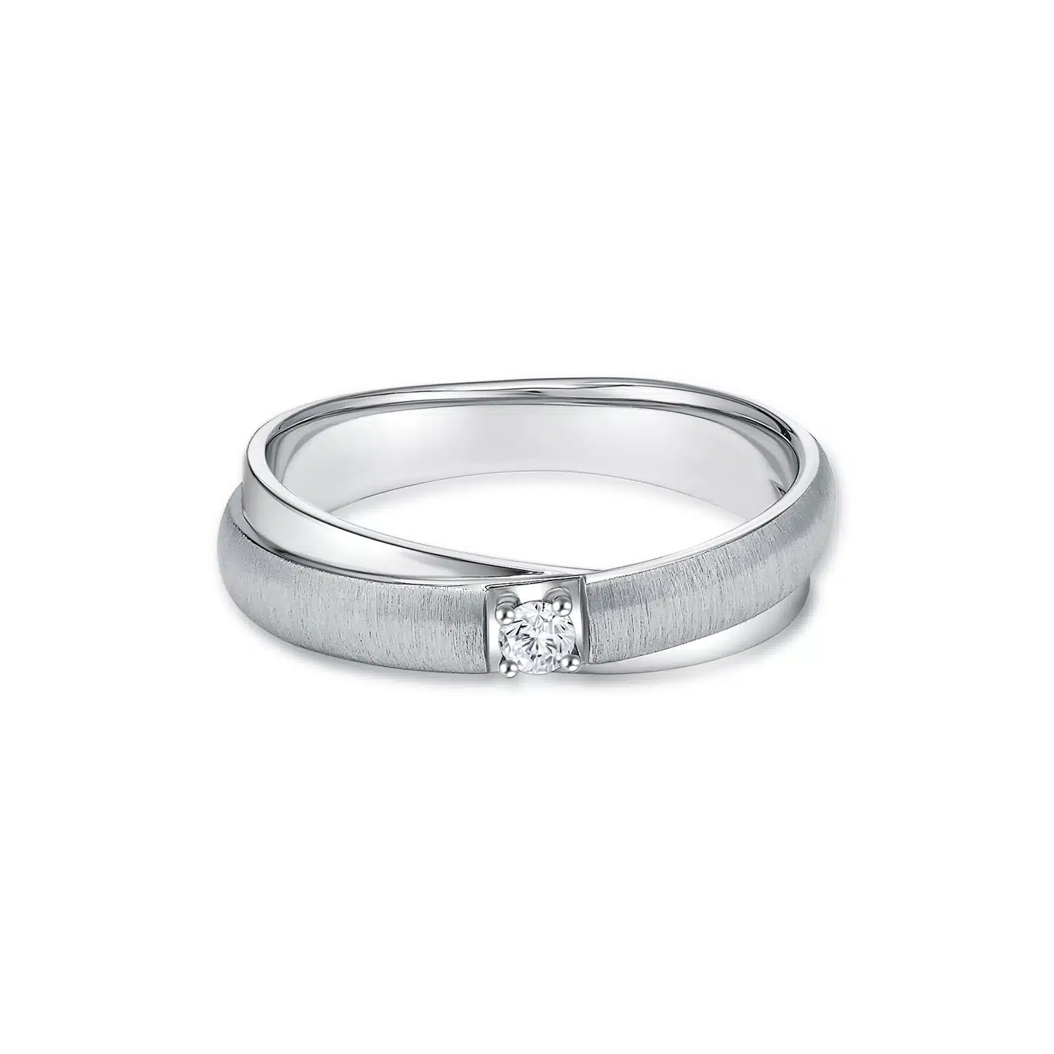 MOMENTO INTERWINED where two individuals' lives intertwine WHITE GOLD WEDDING BAND