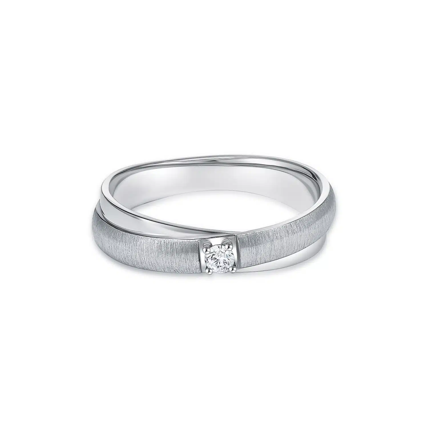 MOMENTO INTERWINED where two individuals' lives interwined WHITE GOLD WEDDING BAND